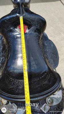 Custom Western Trail Show Ranch Saddle 15.5 Black with Simco silver for parades