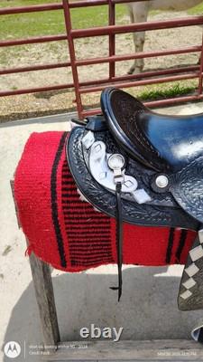 Custom Western Trail Show Ranch Saddle 15.5 Black with Simco silver for parades