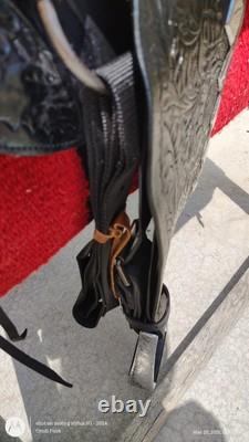 Custom Western Trail Show Ranch Saddle 15.5 Black with Simco silver for parades