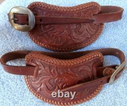 Custom made Tooled Braided Edge Dragon Arrow Stirrup Hobble Straps