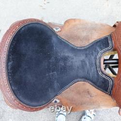 D&D Western Barrel Saddle 14Tooled Leather Suede Seat Crystal Conchos Seguin TX
