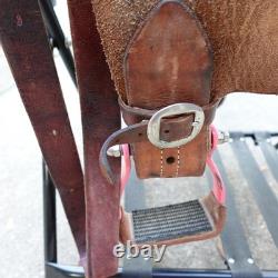 D&D Western Barrel Saddle 14Tooled Leather Suede Seat Crystal Conchos Seguin TX
