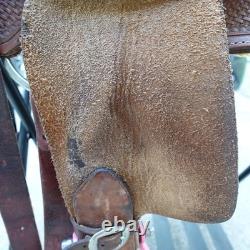 D&D Western Barrel Saddle 14Tooled Leather Suede Seat Crystal Conchos Seguin TX