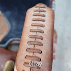 D&D Western Barrel Saddle 14Tooled Leather Suede Seat Crystal Conchos Seguin TX