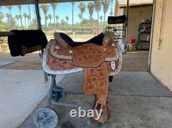 Dale Chavez Western Show Saddle Silver WithGold Trim 16 Seat GORGEOUS