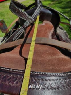 Dark Oil Western Saddle 16 Bridle, tie down set