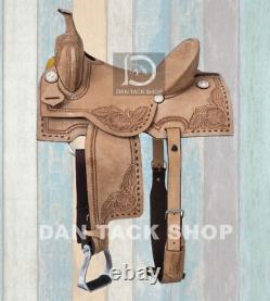 Deep Seat Western Barrel Leather Horse Saddle with Tack size Free shipping