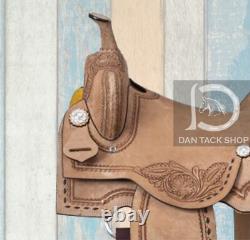 Deep Seat Western Barrel Leather Horse Saddle with Tack size Free shipping