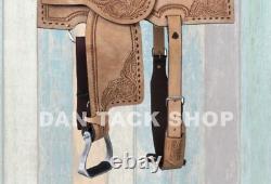 Deep Seat Western Barrel Leather Horse Saddle with Tack size Free shipping