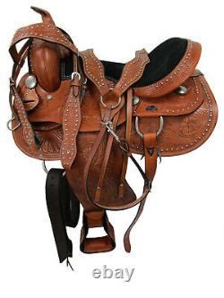 Deep Seat Western Barrel Saddle 18 17 16 15 Pleasure Tooled Leather Used Tack