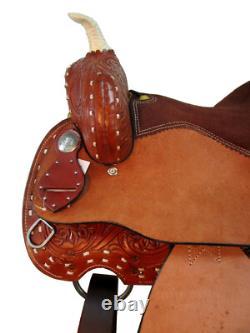 Deep Seat Western Saddle Pleasure Horse Used Tooled Leather Barrel Tack 15 16