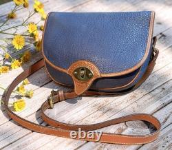 Dooney Bourke Air Force Blue Large Cavalry Trooper Saddle Shoulder Bag Vintage