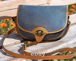 Dooney Bourke Air Force Blue Large Cavalry Trooper Saddle Shoulder Bag Vintage