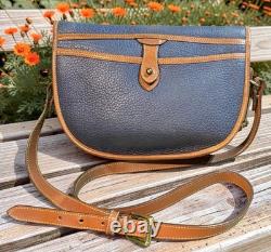 Dooney Bourke Air Force Blue Large Cavalry Trooper Saddle Shoulder Bag Vintage