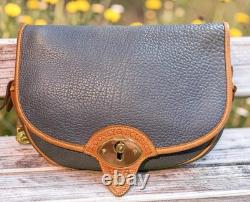 Dooney Bourke Air Force Blue Large Cavalry Trooper Saddle Shoulder Bag Vintage