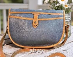 Dooney Bourke Air Force Blue Large Cavalry Trooper Saddle Shoulder Bag Vintage