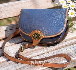 Dooney Bourke Air Force Blue Large Cavalry Trooper Saddle Shoulder Bag Vintage