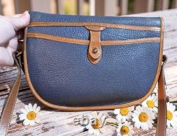 Dooney Bourke Air Force Blue Large Cavalry Trooper Saddle Shoulder Bag Vintage