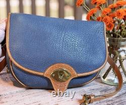 Dooney Bourke Air Force Blue Large Cavalry Trooper Saddle Shoulder Bag Vintage