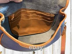 Dooney Bourke Air Force Blue Large Cavalry Trooper Saddle Shoulder Bag Vintage