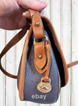 Dooney Bourke Air Force Blue Large Cavalry Trooper Saddle Shoulder Bag Vintage