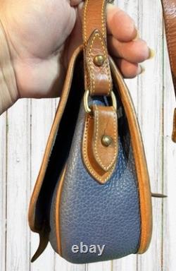 Dooney Bourke Air Force Blue Large Cavalry Trooper Saddle Shoulder Bag Vintage