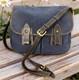 Dooney Bourke Blue Suede Florentine Vacchetta Leather Saddle Messenger Bag Purse