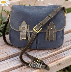 Dooney Bourke Blue Suede Florentine Vacchetta Leather Saddle Messenger Bag Purse