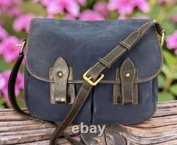 Dooney Bourke Blue Suede Florentine Vacchetta Leather Saddle Messenger Bag Purse