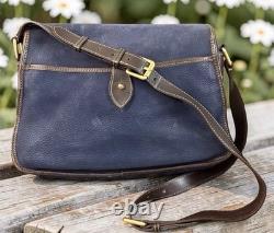 Dooney Bourke Blue Suede Florentine Vacchetta Leather Saddle Messenger Bag Purse