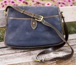 Dooney Bourke Blue Suede Florentine Vacchetta Leather Saddle Messenger Bag Purse