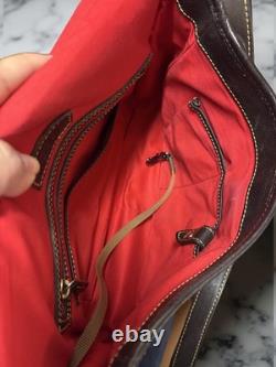Dooney Bourke Blue Suede Florentine Vacchetta Leather Saddle Messenger Bag Purse