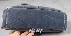 Dooney Bourke Blue Suede Florentine Vacchetta Leather Saddle Messenger Bag Purse Dooney Bourke Blue Suede Florentine Vacchetta Leather Saddle Messenger Bag Purse