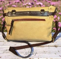 Dooney Bourke Bone Butter Cream Florentine Toledo Leather Saddle Messenger Bag
