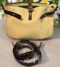Dooney Bourke Bone Butter Cream Florentine Toledo Leather Saddle Messenger Bag