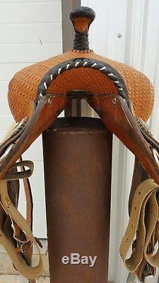 Double J Saddlery Flex Fit Barrel Saddle 14 Ostrich Seat
