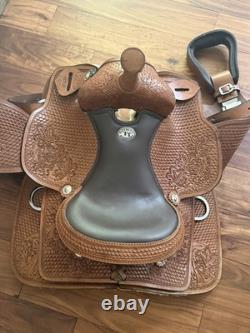 Double T Alpine Crest Roper Saddle 13 Western Horse Full QH Bars Tooled Leather