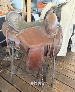 Double T Saddlery Brown Leather Traditional Western Pleasure/Trail Saddle