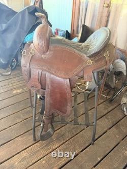 Double T Saddlery Brown Leather Traditional Western Pleasure/Trail Saddle