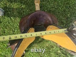 Double T Saddlery tooled leather Barrel Racing Western Saddle Brown 16 in