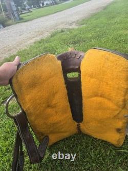 Double T Saddlery tooled leather Barrel Racing Western Saddle Brown 16 in