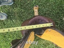 Double T Saddlery tooled leather Barrel Racing Western Saddle Brown 16 in