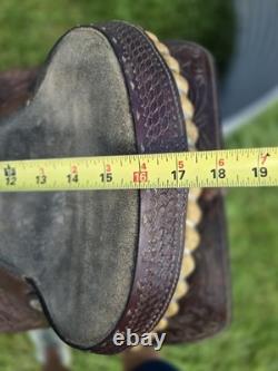 Double T Saddlery tooled leather Barrel Racing Western Saddle Brown 16 in