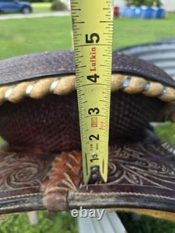 Double T Saddlery tooled leather Barrel Racing Western Saddle Brown 16 in