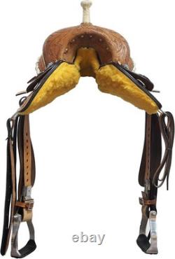Durable Style Genuine Leather Western Horse Saddle & Hand Carving Free Shipping