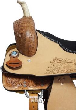 Durable Style Genuine Leather Western Horse Saddle & Hand Carving Free Shipping