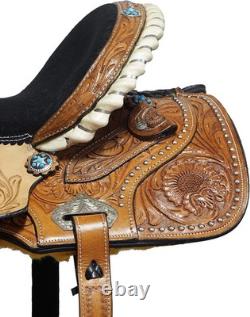 Durable Style Genuine Leather Western Horse Saddle & Hand Carving Free Shipping