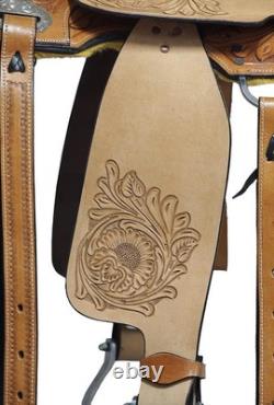 Durable Style Genuine Leather Western Horse Saddle & Hand Carving Free Shipping
