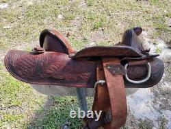 Easy Rider Western Saddle 13 Trail Pleasure Floral Tooling Vintage US Made Pony