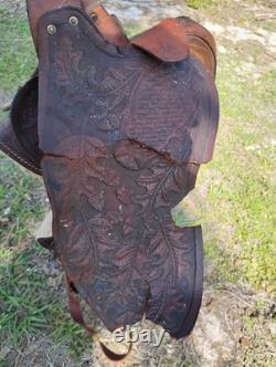 Easy Rider Western Saddle 13 Trail Pleasure Floral Tooling Vintage US Made Pony